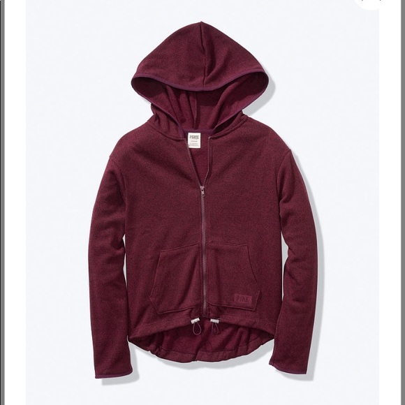 New VS PINK Sweater Knit High-Low Full Zip Hoodie - Picture 2 of 7